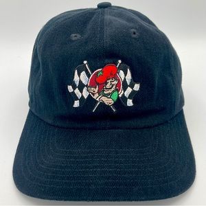 Vintage 90s Tony’s Pizza Hat Black Racing Flags